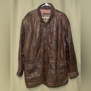 Vintage Trapper Patagonia 190 Expedition Brown Leather Coat Men’s 54